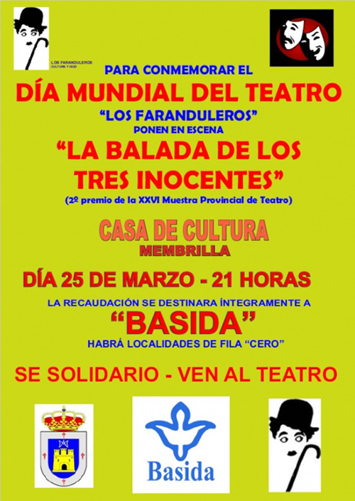 Los Faranduleros repondrán su premiada Balada de los tres inocentes a beneficio de Basida 